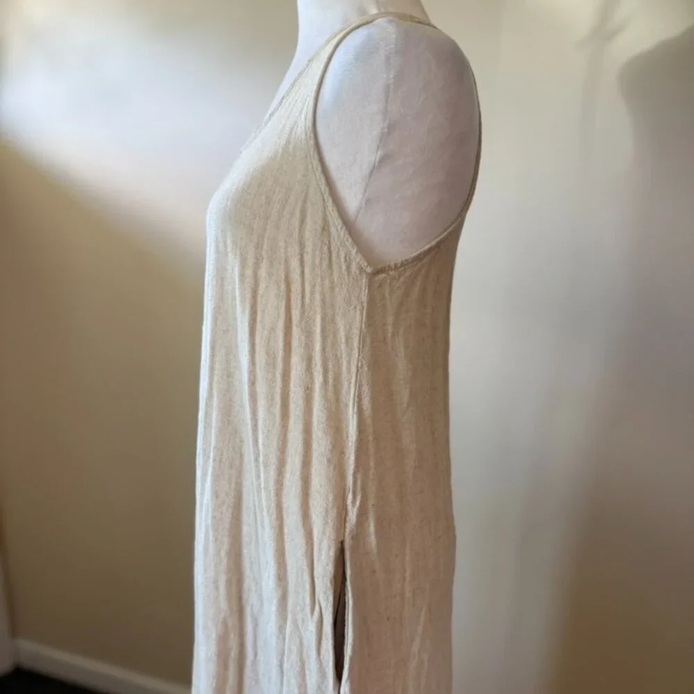 Thread & Supply Linen Blend Women's Cream Beige Racerback Maxi Dress Size Medium - Picture 3 of 8
